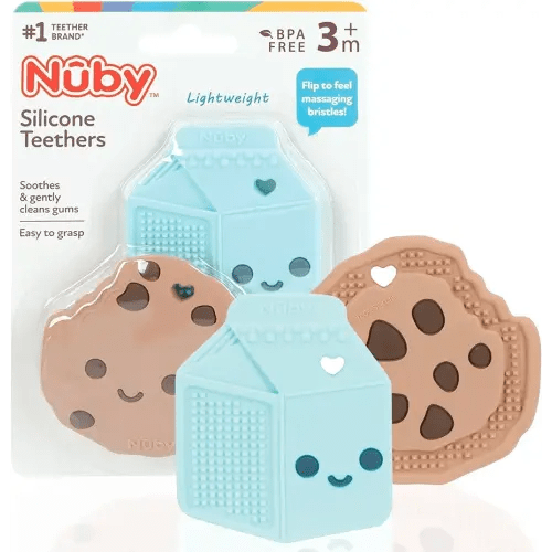 Nuby All Silicone Chocolate Chip Cookie & Milk Carton Teether
