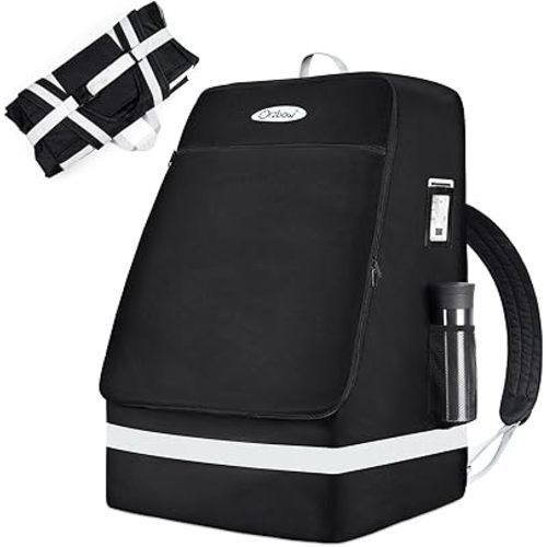 Orzbow Padded Car Seat Travel Bag for Airplane, Carseat Backpack Bags with Reflective Stripes, Infant Seat Travel Bag with Shoulder & Waist Strap, Car Seats Carrier for Airport Gate Check, Black