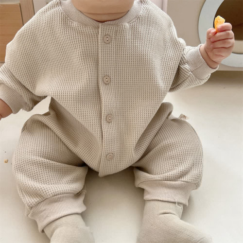 Baby Neutral Solid Color Casual Romper - Apricot - 3-6mo