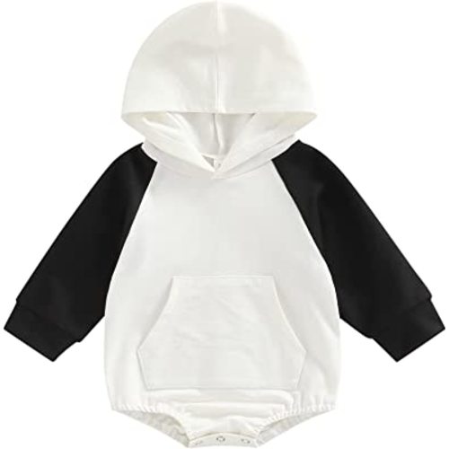 Baby Girl Boy Sweatshirt Romper Fall Clothes Hoodie Pullover Oversized Sweater Shirts Color Block Long Sleeve Onesie Outfit