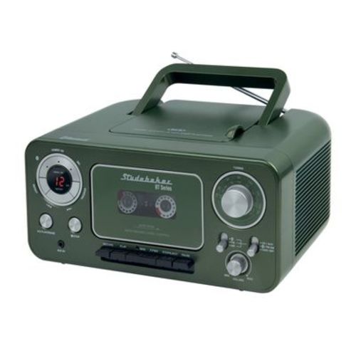 Studebaker SB2135BTCG Portable Bluetooth Stereo CD Player with AM/FM and Cassette Player - Green