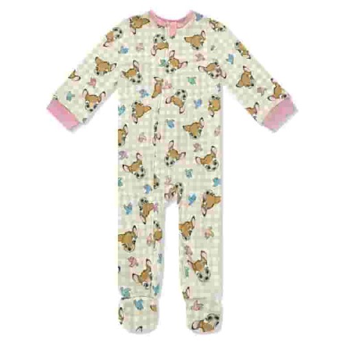 Disney Baby Onesie Zip-Up Sleeper - Bambi Hacci Sleep N Play Footed Onesie Pajamas, Boys Girls Sizes Newborn - 24 Months