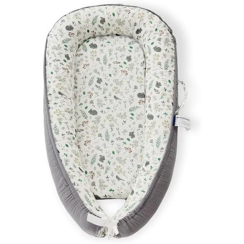 Premium Muslin Baby Lounger - Foldable, Adjustable & Breathable Infant Seat for 0-24 Months, Portable Travel Design with Mesh Liner, Soft & Cozy for Home & On-The-Go