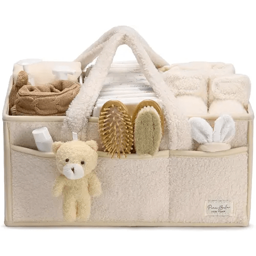 PeraBella Baby Diaper Caddy Organizer - Changing Table & Car Caddy, Nursery Diaper Storage Basket for Diapers & Wipes