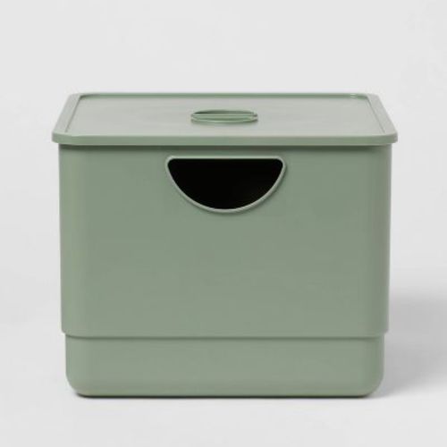 Kids' Storage With Lid Green - Pillowfort™: Stackable Utility Bin, 13.53 Volume, Spot Clean, 2-piece Set