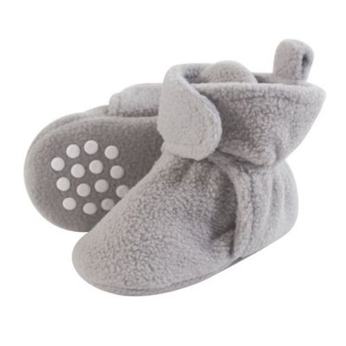 Luvable Friends Baby and Toddler Cozy Fleece Booties, Neutral Gray, 6-12 Months