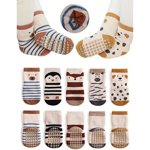 Baby Non-skid Grip Socks Toddler Socks Warm Thick Anti Skid Slipper Crew Socks for Girls Boys Newborn Infant