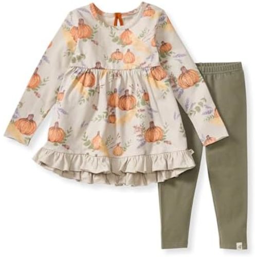 Burt's Bees Baby Baby Girls' Long Sleeve Top and Pant Set, 100% Organic Cotton