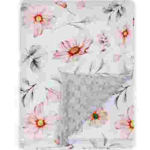 BORITAR Baby Blanket for Girls Super Soft Double Layer Minky with Dotted Backing, Receiving Blanket with Elegant Floral Multicolor Printed Blanket 30 x 40 Inch(75x100cm)