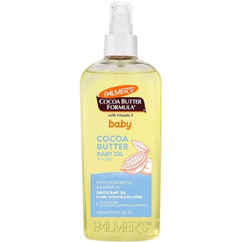 Palmer's Baby Oil, Cocoa Butter Formula Gentle Body Oil, 5.1 fl oz, Nourishing Massage Oil for Delicate Skin with Vitamin E & Argan Oil, 48-Hrs Moisture, Dermatologist Tested Baby Essentials