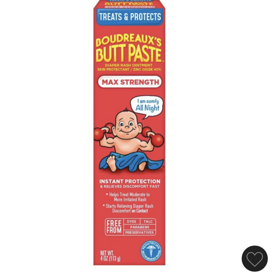 Boudreaux's Butt Paste Maximum Strength Diaper Rash Cream, Ointment for Baby, 4 oz Tube