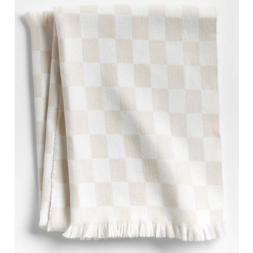 Natural Taupe Checkmate Baby Stroller Blanket by Leanne Ford