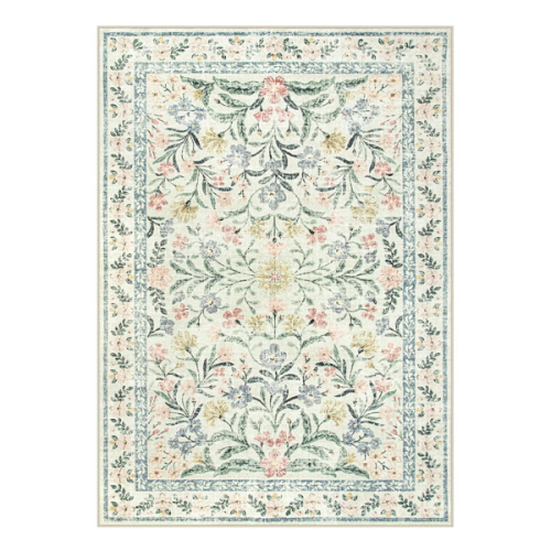 Sylvie Boho Modern Parisian Garden Beige Floral Area Rug - Lahome
