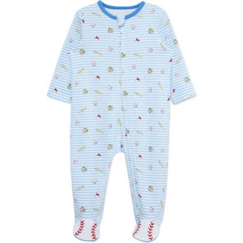 Home Run Print Cotton Footie - 3M