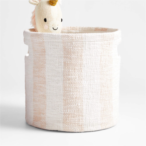 Cove Elegant Pink Organic Cotton Striped Shelf Storage Bin