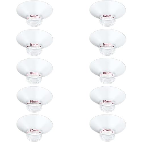 Flange Insert 10PCS 14/16/18/20/22mm*2 Compatible with Momcozy M9/M6/M5/S12 Pro/V1 Pro/V2 pro, Spectra/Medela/Elvie/NCVI/TSRETE/eufy/Lansinoh/Paruu/MomMed Breast Pump 24mm Shields/Flanges