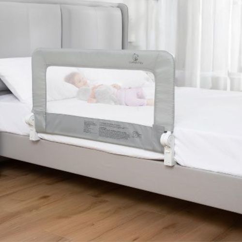 ComfyBumpy 1 Pack Foldable Toddler Bed Rail Guard, Convertible Kids Safety Rail, Gray Regular