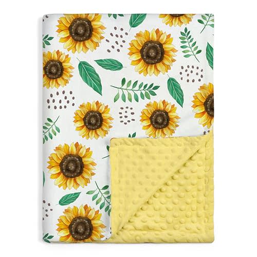 SANDJEST Sunflower Blanket for Girls Kid - 30 x 40 Minky Throw Kids Blankets Gifts for Birthday Christmas - Nursery Bedroom Decor