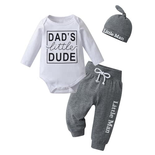 KuKitty Newborn Infant Baby Boy Clothes Long Sleeve Romper + Pants + Hat 3PCS Outfits Set