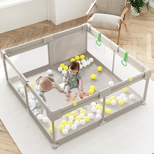 ZEEBABA Baby Playpen (59x59x27in), Extra Large Play pen for Babies and Toddlers, Safety Play Yard Fence, Parc Pour Bébé