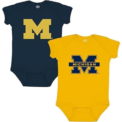 Little King NCAA Bodysuit 2 Pack Short Sleeve-100% Cotton-Infant Sizes 0-3M 6M 12M 18M
