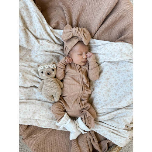 Frill Zip Romper | Teddy Rib Pointelle – Little and Fern
