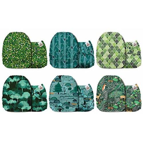 Mama Koala One Size Baby Washable Reusable Pocket Cloth Diapers, 6 Pack with 6 One Size Microfiber Inserts (Vitality)