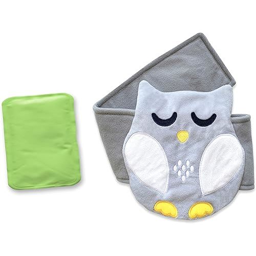 Baby Colic, Gas and Upset Stomach Relief, Baby Heated Tummy Wrap for Newborns - Belly Hugger - Infant Swaddling Belly Belt, Heating Pad with Soothing Warmth for Fussy Infants (Grey-White)
