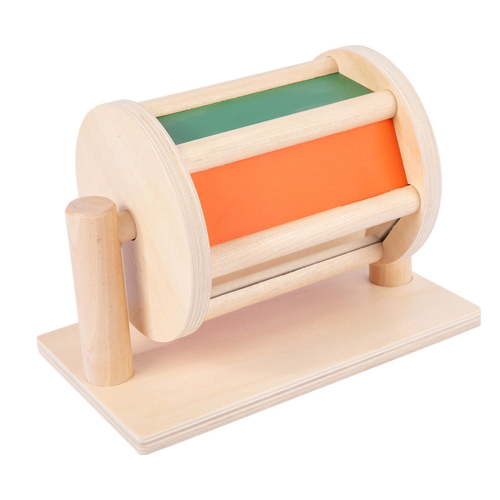 Early Education Drum Toy For Babies Wooden Lightweight Rainbow Drum With Rotating Musical Instrument For Toddlers Sensory Play