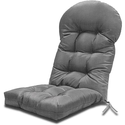Boyspring Rocking Chair Cushion Indoor/Outdoor Patio High Back Thicked Adirondack Chair Cushions with Straps, Waterproof and Fade- Resistant Patio Chairs Cushion Throw,44n*19in (Grey)
