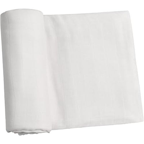 Meracorallo Muslin Swaddle Blanket Silky Soft Receiving Blanket Swaddle Wrap for Baby Boys and Girls, 47 x 47 inches, White