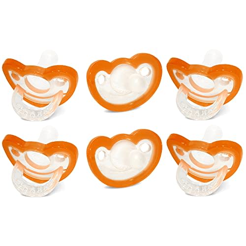 RAZBABY JollyPop Baby Pacifier Newborn, 3m+ (Orange, 6)