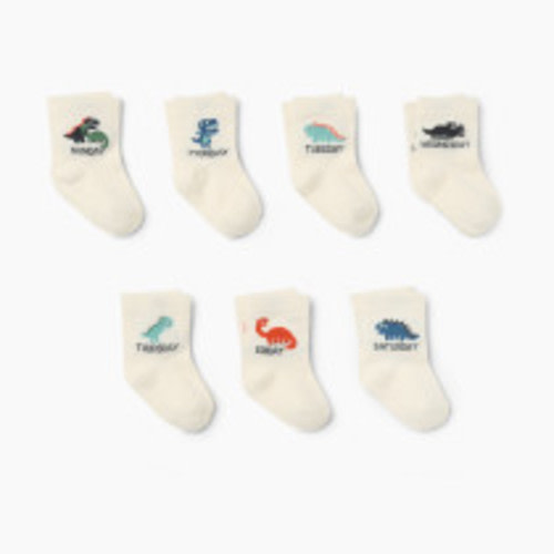 Small Story Days of the Week Crew Socks (7-pack) - Dino Days, 3-12 M