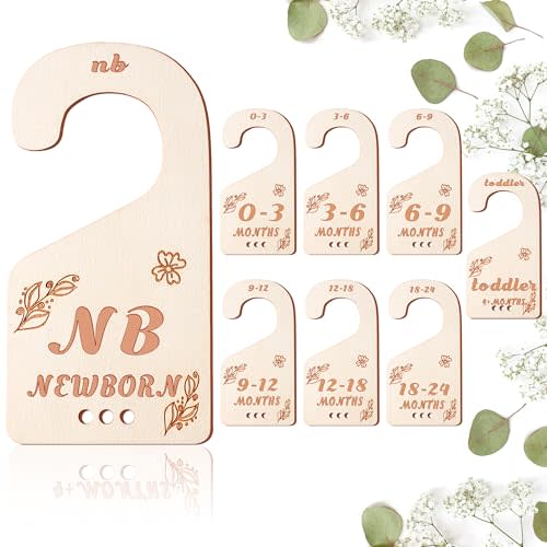 Baby Closet Dividers for Clothes Organizer, Set of 8 Hanger Closet Dividers for Newborn to 24 Months Size Clothes, Nursery Organization for Clothes