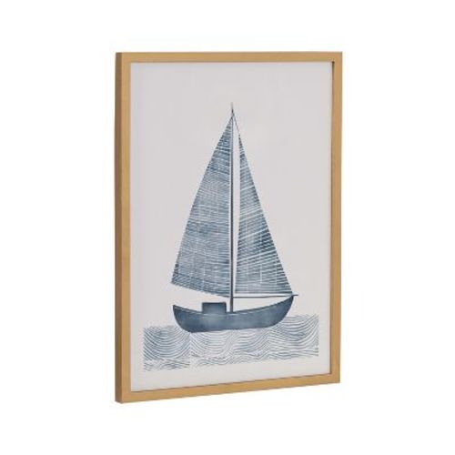 Kate & Laurel All Things Decor 12"x16" Gallery Nautical Blue Sailboat Print By The Creative Bunch Studio Gold