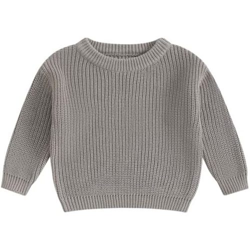 Baby Girl Boy Toddler Knit Sweater Cute Round Neck Long Sleeve Blouse Pullover Oversized Sweatshirt Warm Kids Tops