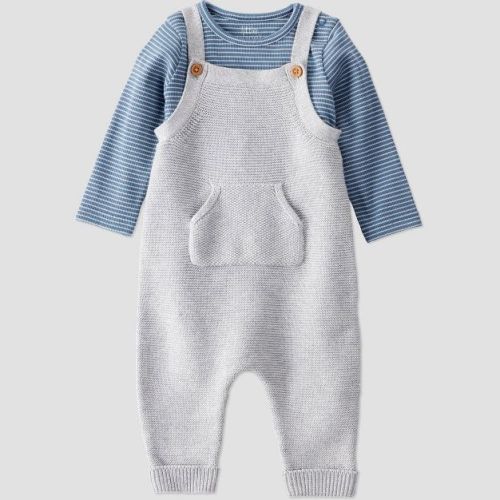 Little Planet By Carter's Organic Baby Boys' 2pc Sweater Overalls Set - Blue 24M