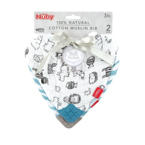 Nuby 2pk Teether Muslin Bandana Bib