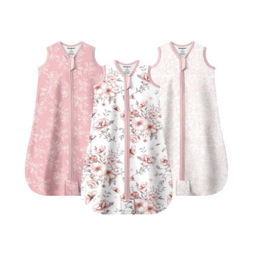 Mosebears 3Pcs 0.5 Tog Baby Sleep Sack 18-24 Months 100% Cotton Unisex Baby Wearable Blanket With 2-way Zipper