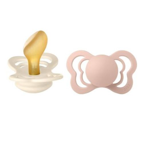 Bibs Couture Latex Pacifier - Size 1 - Ivory/Blush - 2pk: Vents for Air Circulation, BPA-Free, Phthalate-Free, Rubber Latex