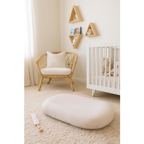 Striped muslin cover compatible with Snuggle me organic pillow