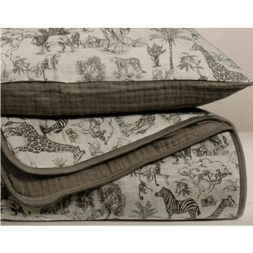 Organic Cotton Muslin Quilt & Sham Set | Safari