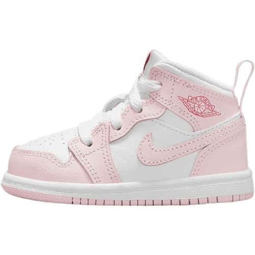 Jordan 1 Mid Baby/Toddler Shoes (DQ8425-608, Pink Foam/Fire Red/White)