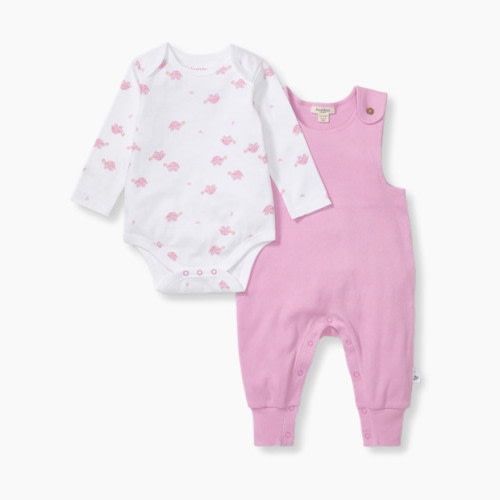 Burt's Bees Baby Organic Cotton Tortoise Jumpsuit & Bodysuit Set - Pink Tortoise, 3-6 M