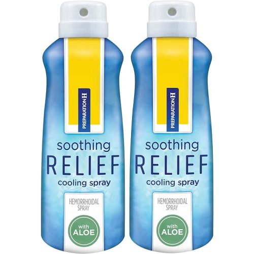 Preparation H Soothing Relief Cooling Spray, No-touch Witch Hazel Spray for Irritated Skin Relief - 2x2.7 Oz Bottles