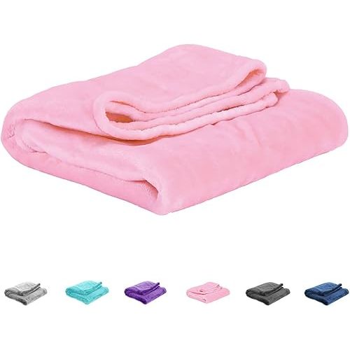 UOZZI BEDDING All-Season Bright Pink Flannel Fleece Baby Small Blanket for Girls - Ultra Soft Plush Thin Kids Toddler Blanket for Crib, Pram Strollers, Sofa, Size 27"x39"