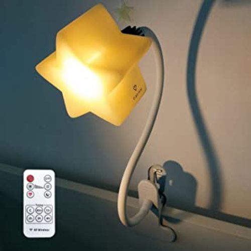 Ergojojo LED Clip On Star Light, Warm & Dimmable Light, Newborn Essential- Ideal Baby Night Light for Bedside Bassinet, Reading Light, Desk lamp, Nursery Decor, Baby Gift & Night Light for Kids