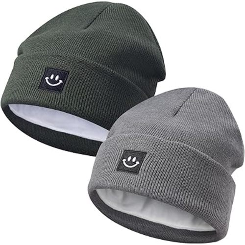 MaxNova 2 Pack Baby Beanie Fleece Lined Knit Toddler Hat for Girls Boys 0-8 Years