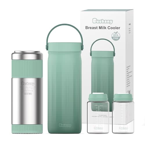 22oz Portable Breast Milk Cooler for Outdoor, Life Saver with 360° Total Cooling for 24 Hours, Larger Capacity Travel Breastmilk Chiller with 2pcs Baby Bottles for Breastmilk Storage, Green