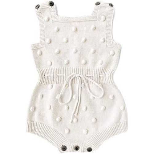 6-12 M | Simplee kids Baby Girl Knit Romper Fall Sleeveless Pompoms Rompers Newborn Little Girl Overall Jumpsuit Outfits